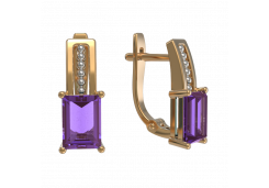 Золотые cерьги с аметистом