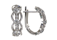 Серебряные cерьги классические с фианитом