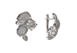 Серебряные cерьги классические с фианитом