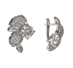 Серебряные cерьги классические с фианитом