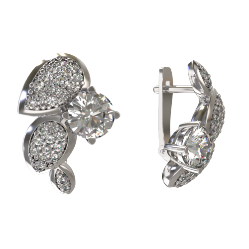 Серебряные cерьги классические с фианитом