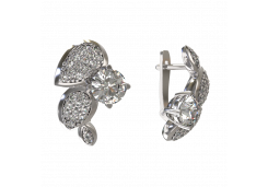 Серебряные cерьги классические с фианитом