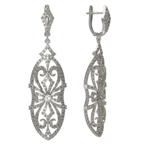 Серебряные cерьги висячие с фианитом