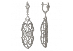 Серебряные cерьги висячие с фианитом