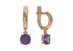 Золотые cерьги висячие с аметистом