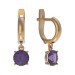 Золотые cерьги висячие с аметистом