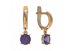 Золотые cерьги висячие с аметистом