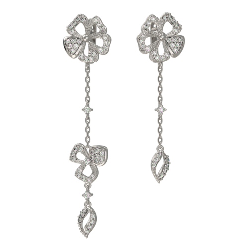 Серебряные cерьги висячие с фианитом