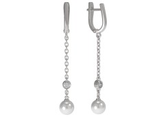 Серебряные cерьги висячие с жемчугом