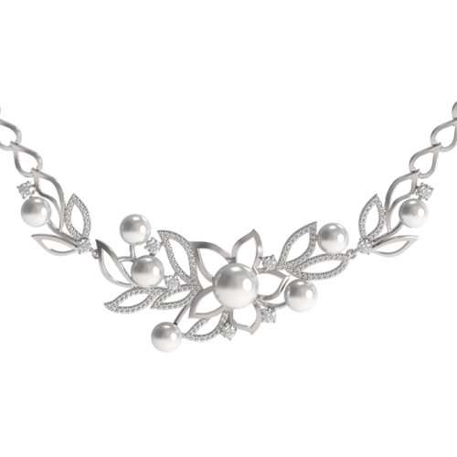 Серебряное колье с жемчугом