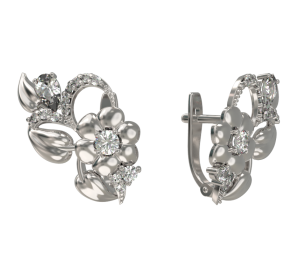 Серебряные cерьги классические с фианитом