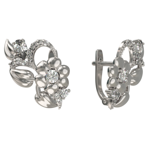 Серебряные cерьги классические с фианитом