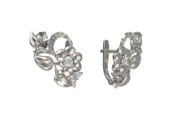 Серебряные cерьги классические с фианитом