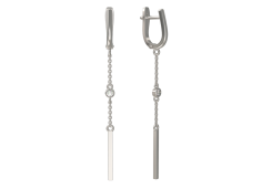 Серебряные cерьги висячие с фианитом