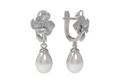 Серебряные cерьги висячие с жемчугом