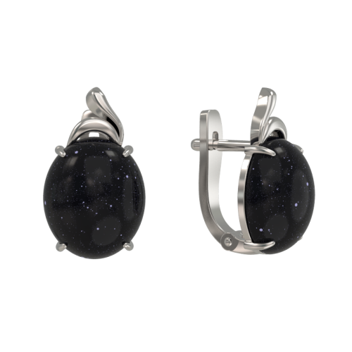 Серебряные cерьги с авантюрином