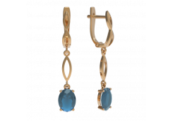 Золотые cерьги висячие с топазом