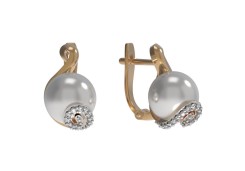 Золотые cерьги классические с жемчугом