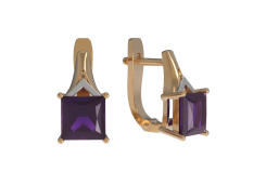 Золотые cерьги с аметистом
