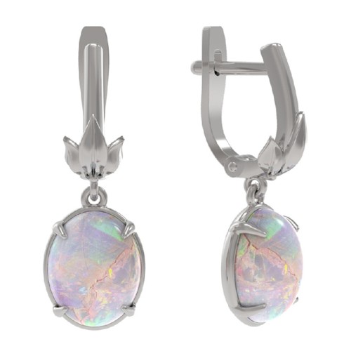 Серебряные cерьги висячие с опалом