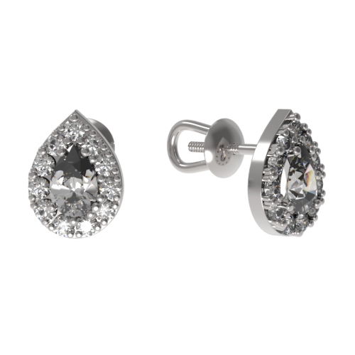 Серебряные cерьги пусеты (гвоздики) с фианитом