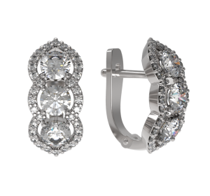 Серебряные cерьги классические с фианитом