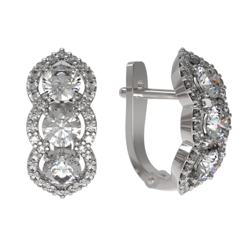 Серебряные cерьги классические с фианитом