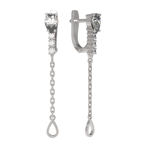 Серебряные cерьги висячие с фианитом