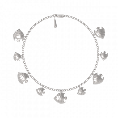 Браслет на ногу из серебра с фианитом