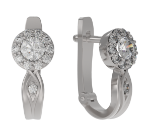 Серебряные cерьги классические с фианитом