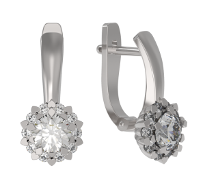 Серебряные cерьги классические с фианитом