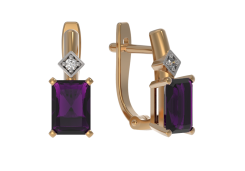 Золотые cерьги с аметистом
