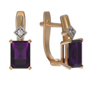 Золотые cерьги с аметистом