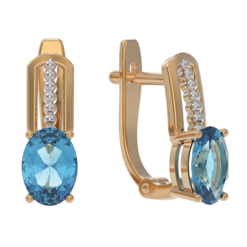 Золотые cерьги с топазом