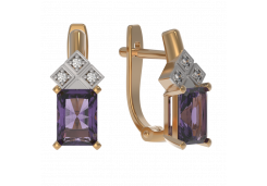 Золотые cерьги классические с аметистом