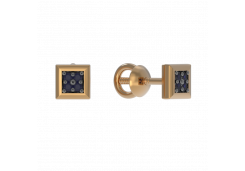 Золотые cерьги пусеты (гвоздики) с сапфиром