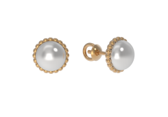 Золотые cерьги пусеты (гвоздики) с жемчугом