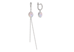 Серебряные cерьги висячие с опалом