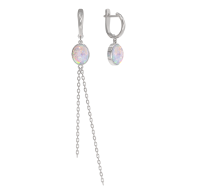 Серебряные cерьги висячие с опалом