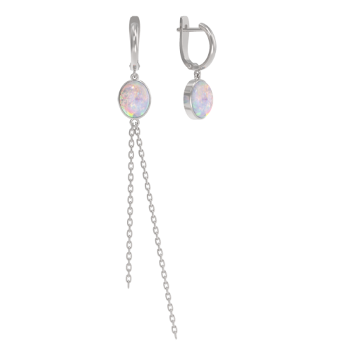 Серебряные cерьги висячие с опалом