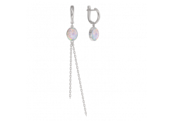 Серебряные cерьги висячие с опалом