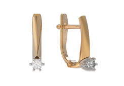 Золотые cерьги с бриллиантом