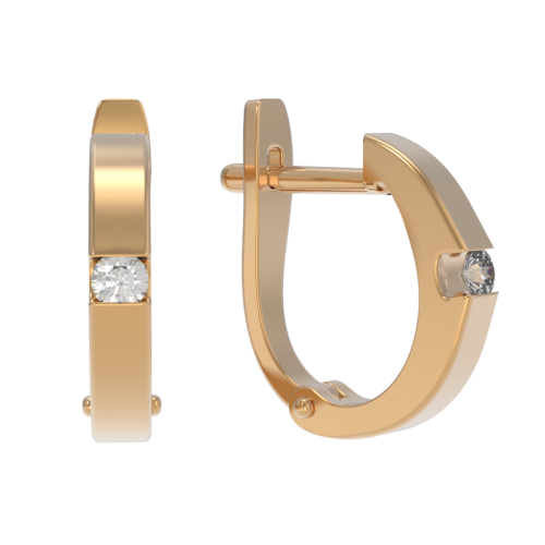 Золотые cерьги с бриллиантом