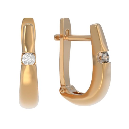 Золотые cерьги с бриллиантом