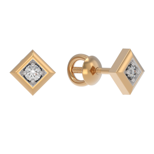 Золотые cерьги пусеты (гвоздики) с бриллиантом