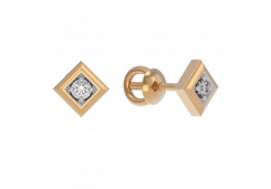 Золотые cерьги пусеты (гвоздики) с бриллиантом