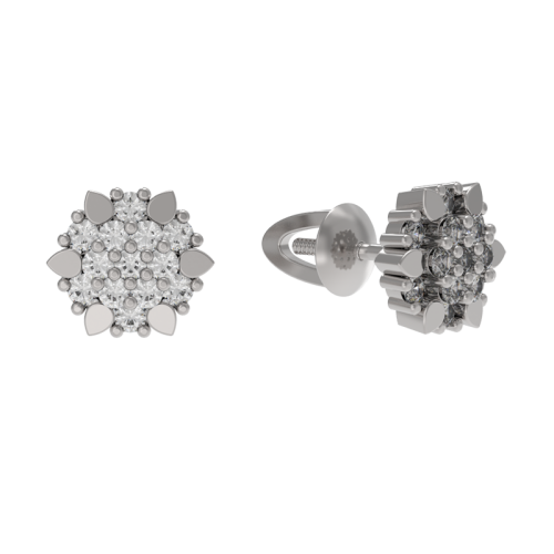 Серебряные cерьги пусеты (гвоздики) с фианитом