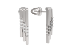 Серебряные cерьги пусеты (гвоздики) с фианитом