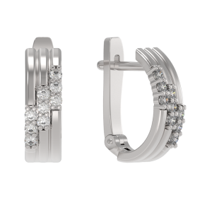 Серебряные cерьги классические с фианитом