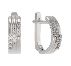 Серебряные cерьги классические с фианитом